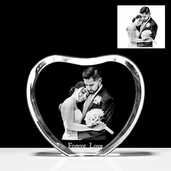 Custom Heart Crystal Sculpture Photo Frame With Your Image Engraved Photo Album Personalized Family Wedding Pets Souvenirs