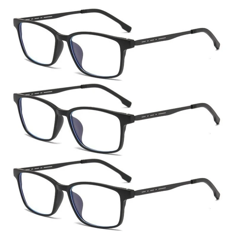 

3 шт., мужские ультралегкие полнокадровые очки для чтения, квадратные полнокадровые очки в стиле ретро для дальнозоркости, очки с защитой от синего света для мужчин