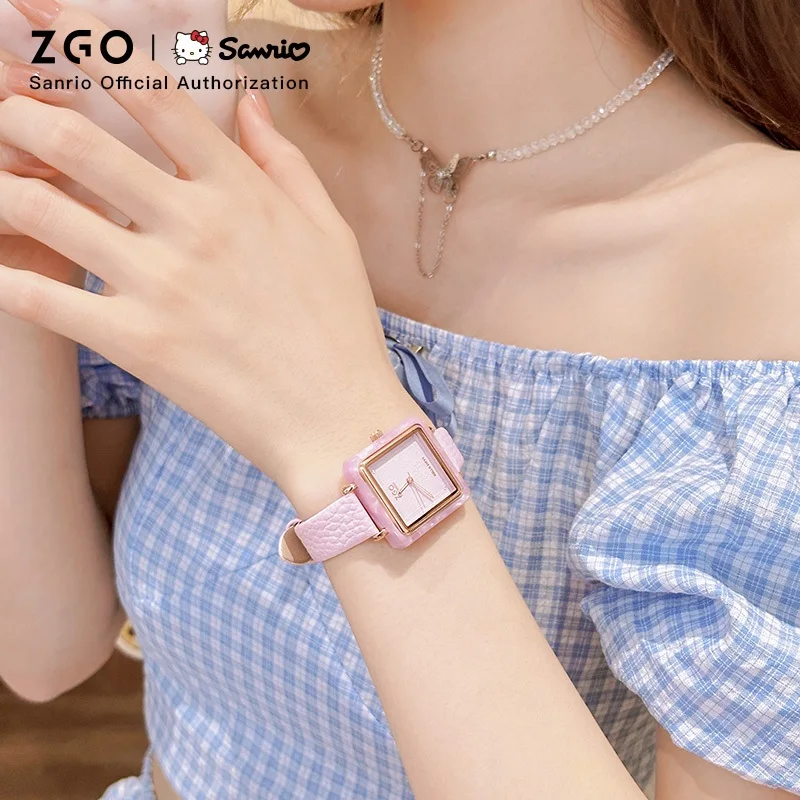 ZGO X Sanrio HelloKitty Ladies Watch Elegant Retro Quartz Watch Minimalist Cute Waterproof Ladies Watch 2193