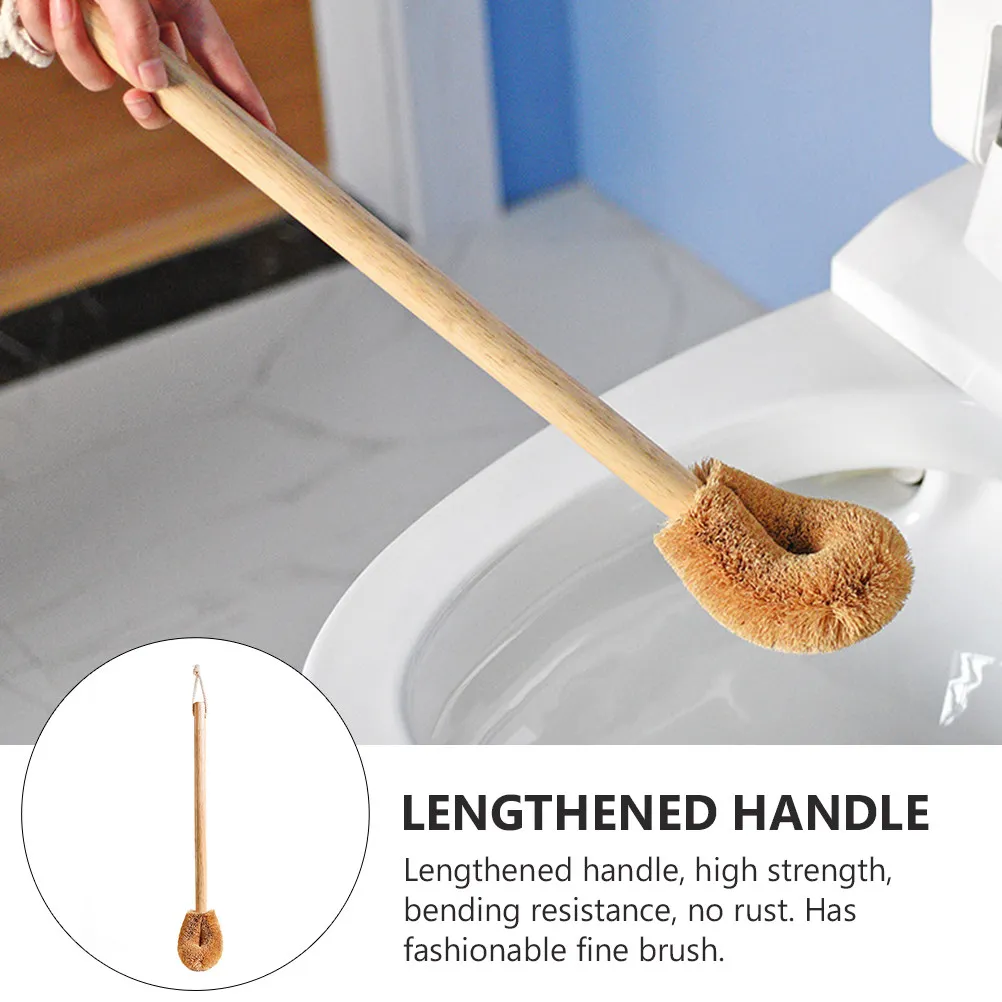 1Pcs Coconut Palm Toilet Brush High Strength Bending Resistance Handle Fashionable Fine Bristles Toilet Cleaning Brush Restroom