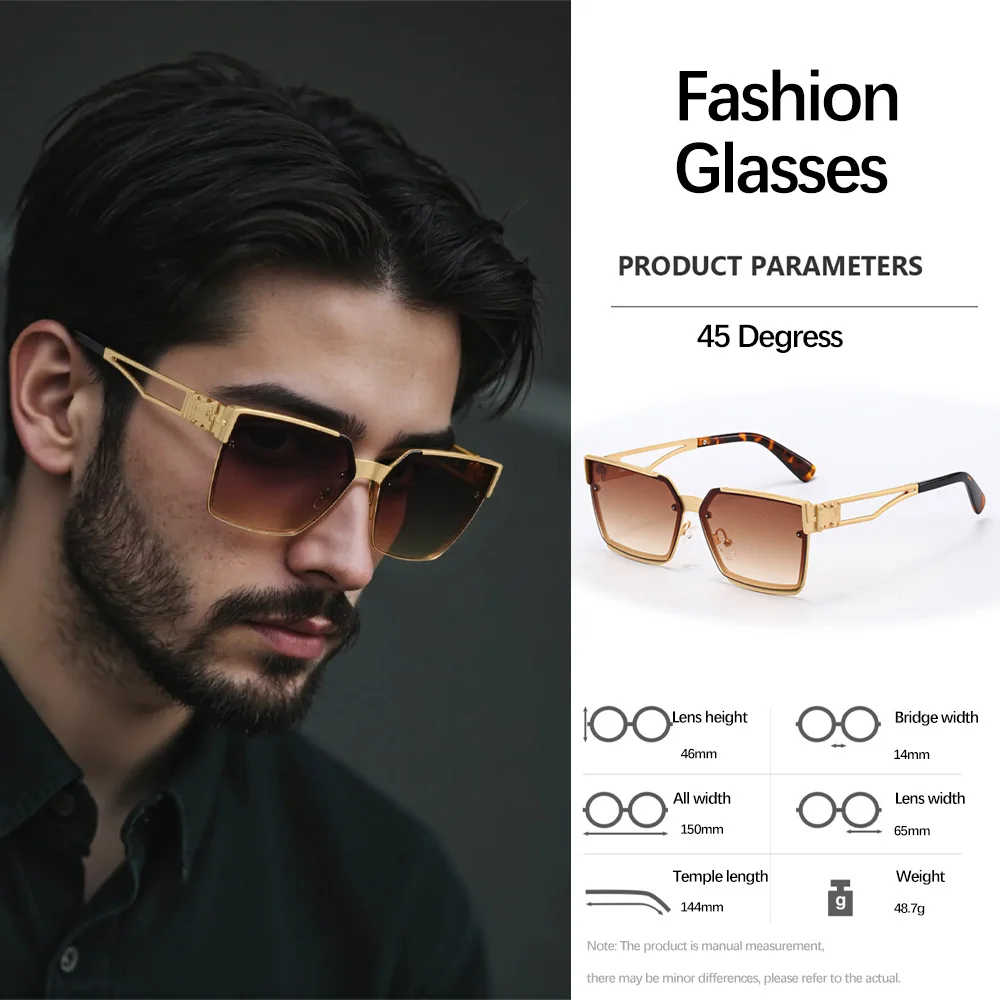 Vintage-Sonnenbrille für Herren, geometrisch, quadratisch, hohl, klassische Paarung mit trendigen Herren-Accessoires, Brillen für Herren