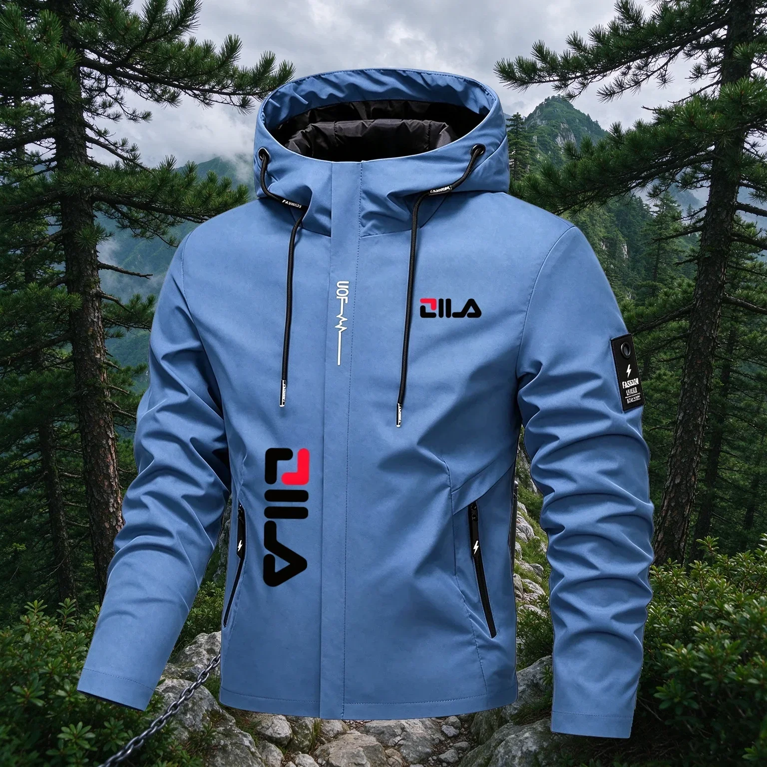 Spring and Autumn Men's Hooded Lightweight Outdoor Windproof Jacket Fashion Trend Printed Men's Sports and Leisure Stormtrooper