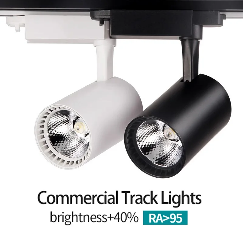 【Thick Aluminum】 Track Light LED Commercial Track Light High Color Rendering Cob Spotlight Super 220V 7W 12W 20W (2wires)(3wires