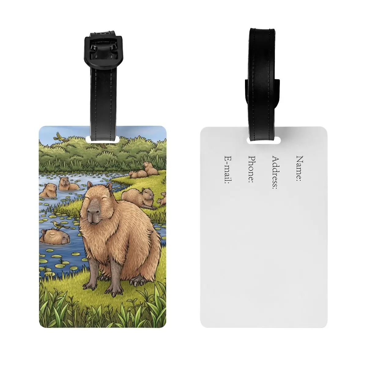 Custom Schattig Dier Capybara Bagagelabel Met Naam Kaart Privacy Cover Id Label Voor Reistas Koffer