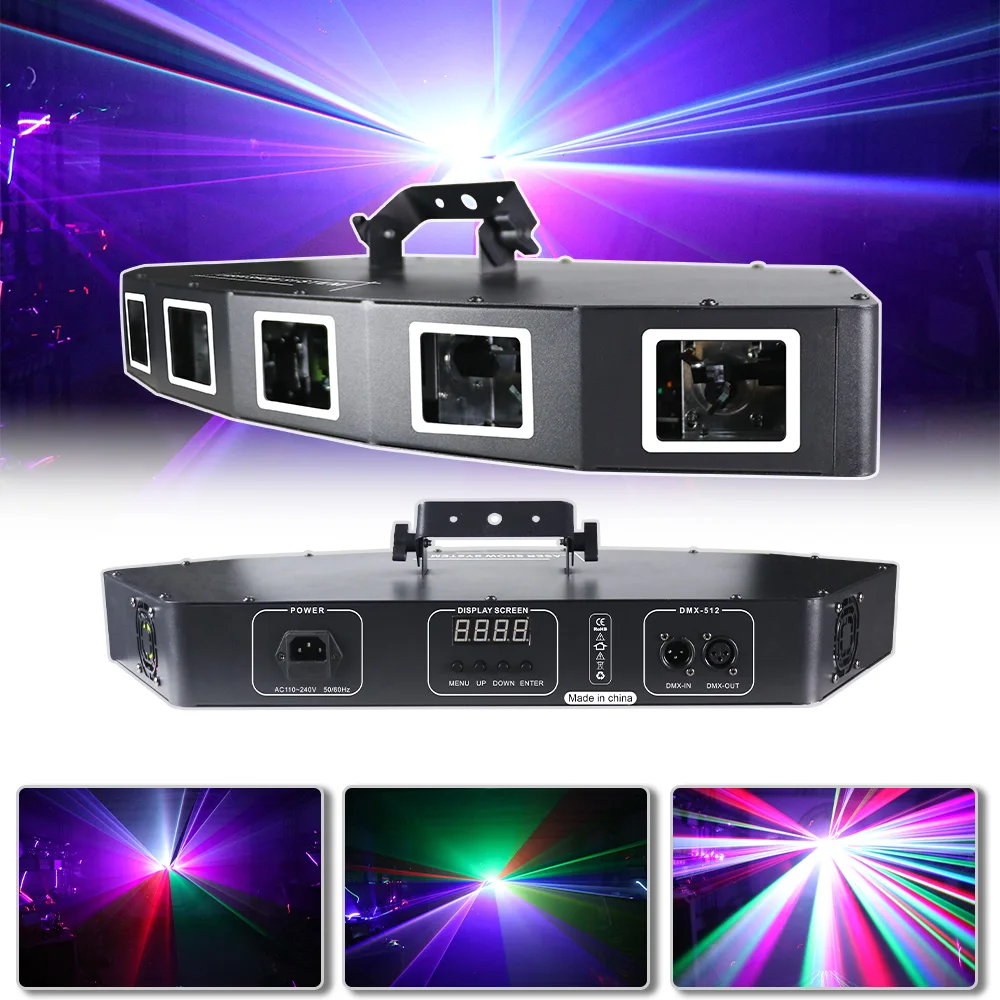 RGB 3x500mw Laser Scanning Beam Effect DMX512 Stage Lighting Party Bar DJ Disco Professional Projector