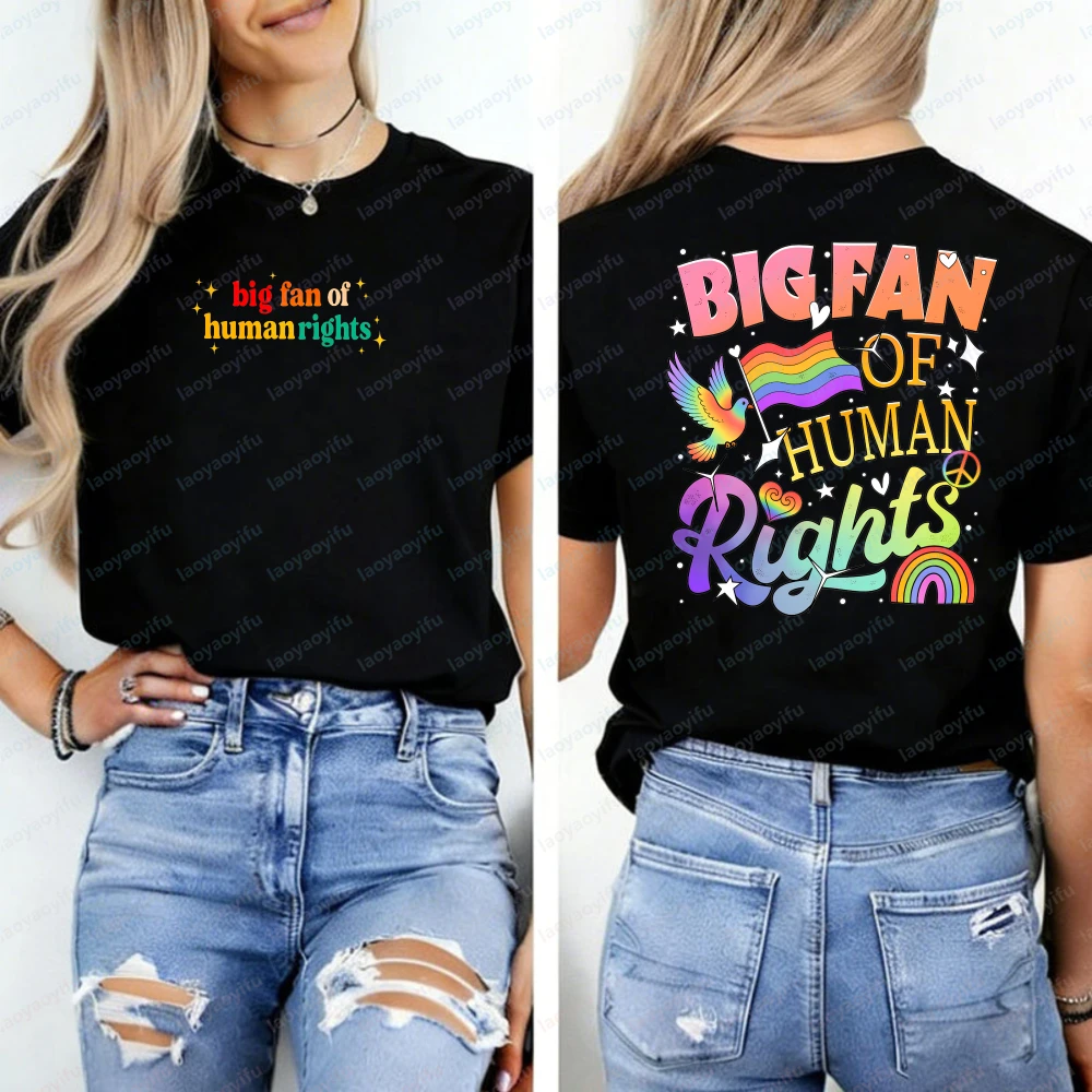 Big Fan of Human Rights Youth Sweatshirt Radicalized By Basic Decency Activist Rainbow T-Shirt Y2k Top Aesthetic Clothes Tops