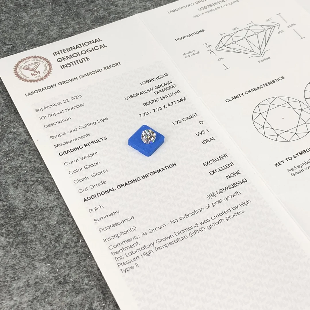 

LG598385343 1.73CT D VVS1 Round Brilliant Cut HPHT Lab Grown Diamond