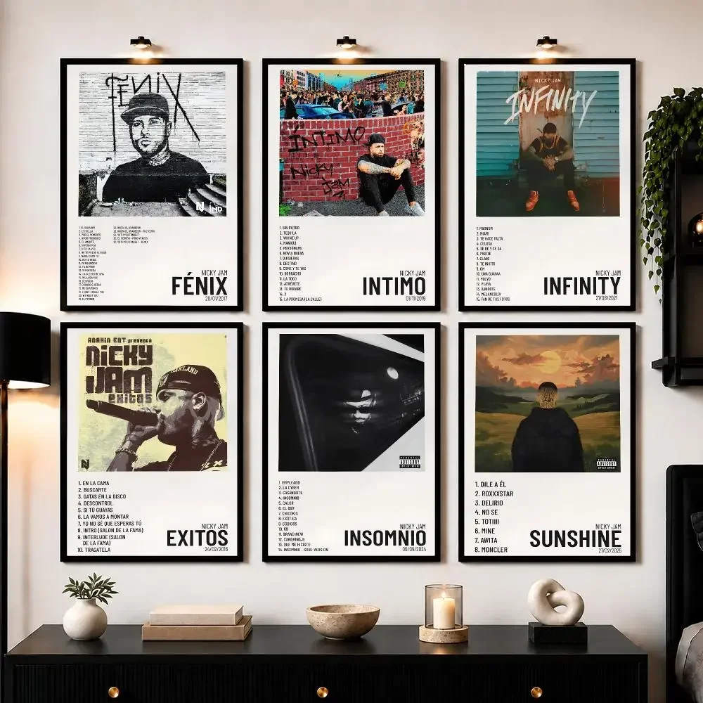 N-Nicky Jam Cover Poster Wall Art Sticker For Living Bedroom Bar Home Decor Mural Painting Decoration