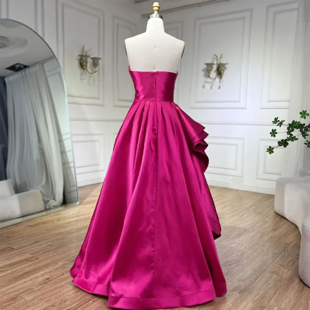 Bright Rose Red Women Formal Evening Party Dress Floor Length Strapless Sleeveless Simple Luxury A-Line вечернее платье فساتين س