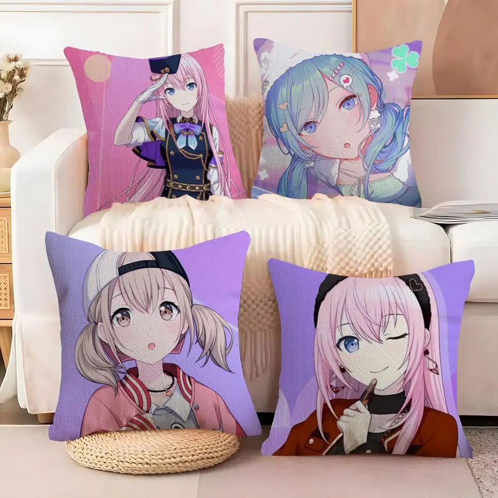 P-Project Sekai Anime Young Pillow Case Natural Linen Double-Sided Printing Sofa Home Decor Cushion Cover