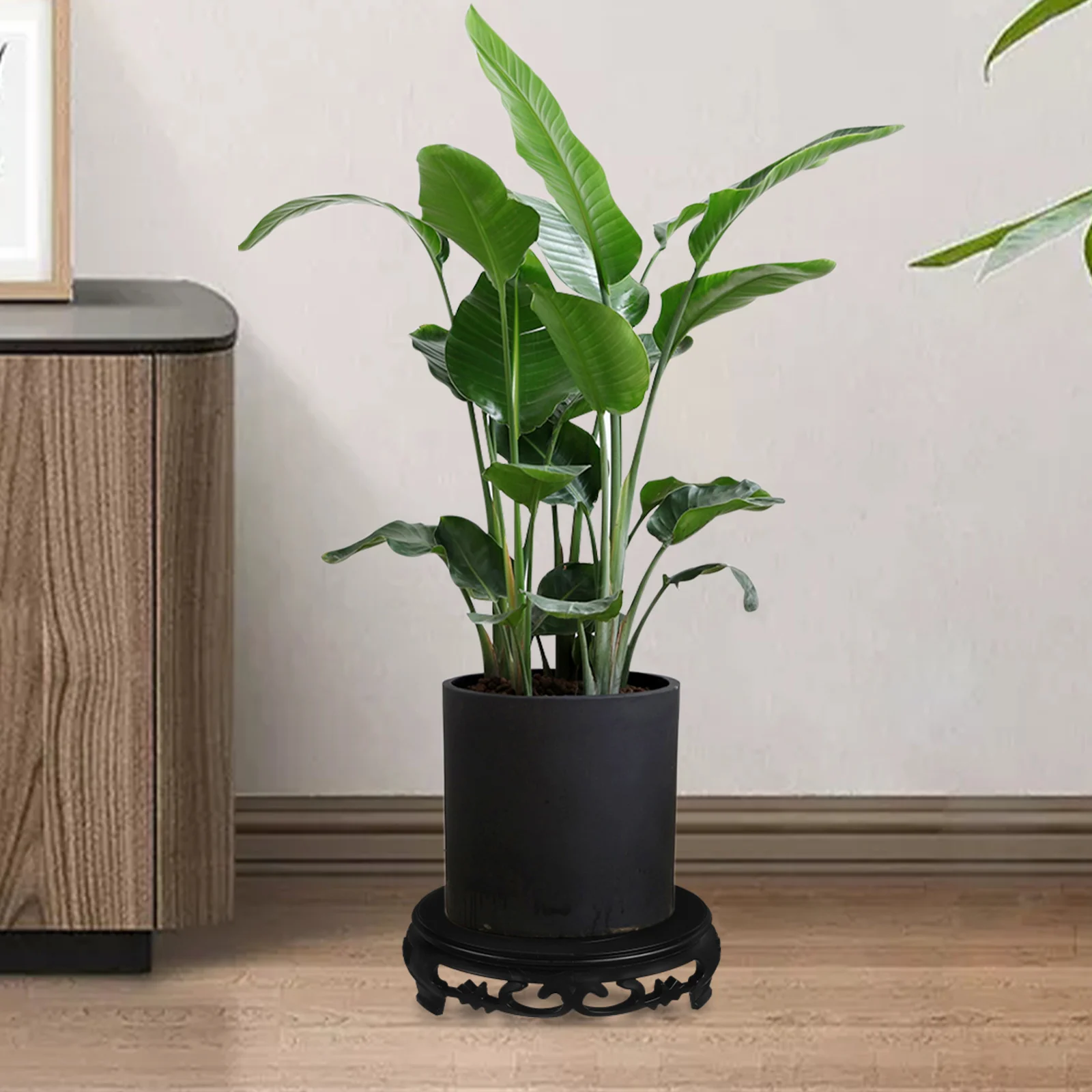 

2 Pcs Flower Pot Tray Decorative Platform Carved Pedestal Buddha Statue Base Display Riser Figurine Stand Asian