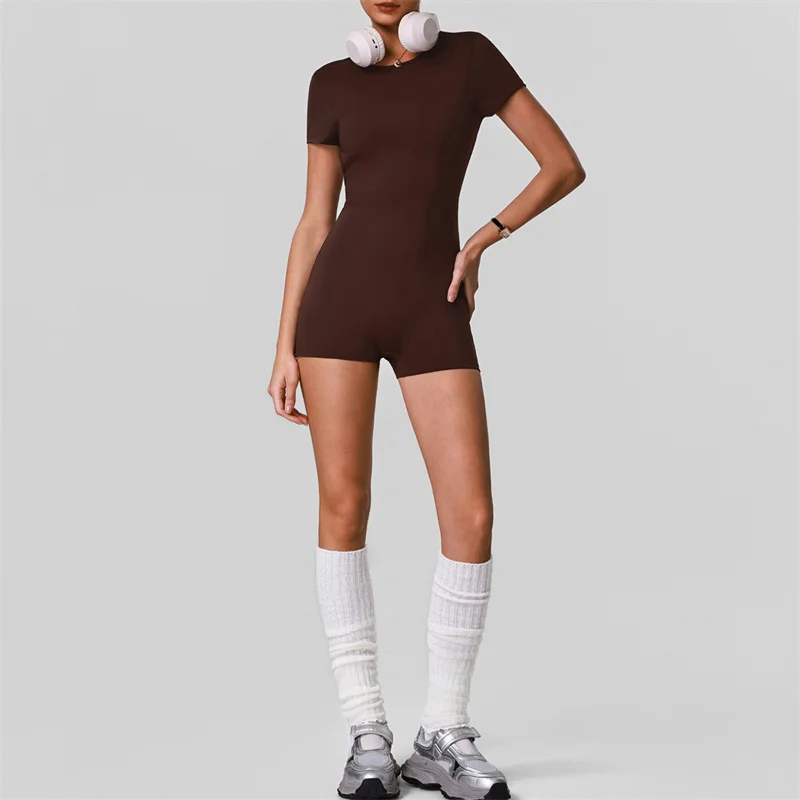 

TRY TO BN Yoga Jumpsuit Short Hollow Back One Piece Bodysuit Fitness Sportswear Butt Lift Running Gym Set Woman Workout Clothes