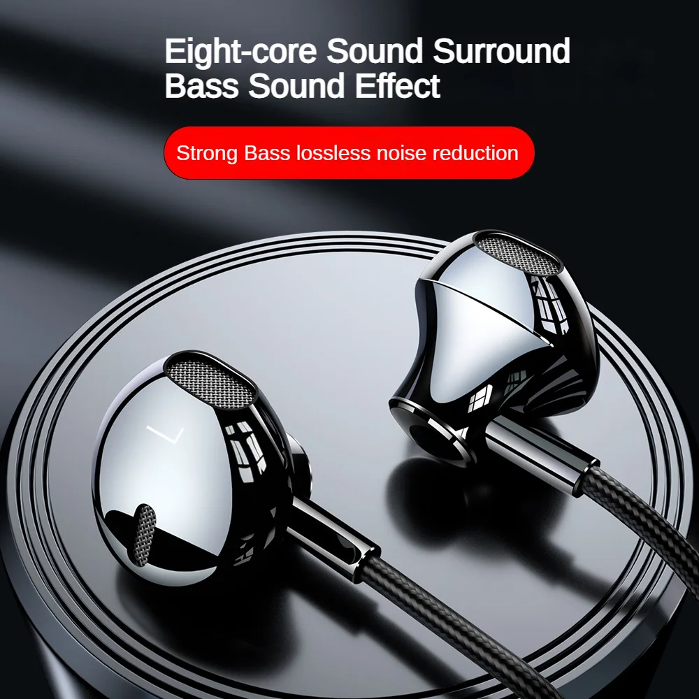 Made for Samsung huawei xiaomi Type C & 3.5mm HIFI Stereo original Wired Earphones Heavy Bass In-ear Headphone with Mic Earbuds