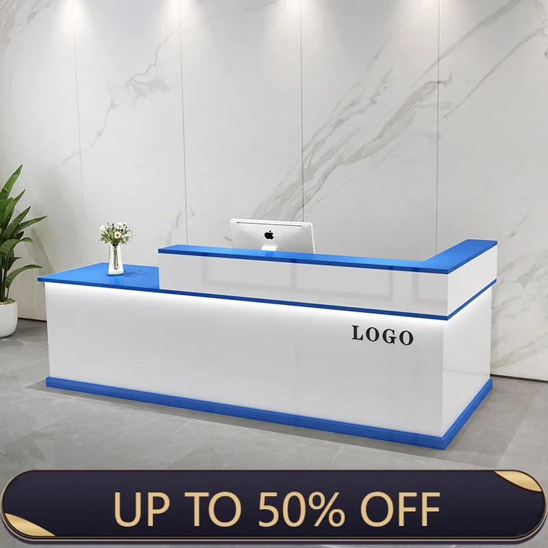 Storage Luxury Reception Desk Senior Custom Beauty Industrial Reception Counter Style Usa Recepcion Mostrador Office Furniture
