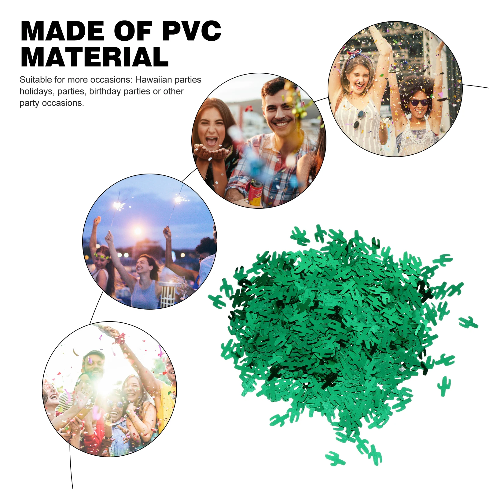 

Hawaiian Party Table Supply Cactus Confetti Decoration Birthday Green Pvc Decorations