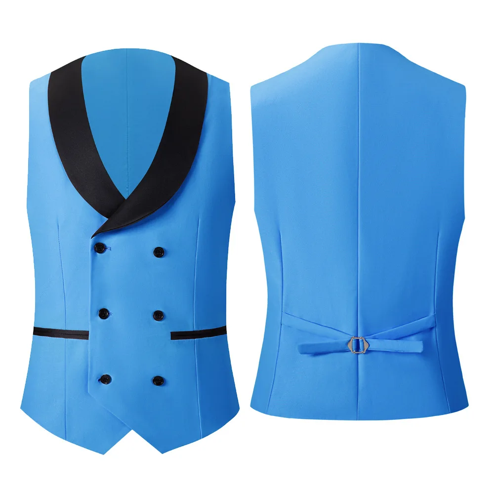 Blue Groom Vests  For Wedding Tuxedos Party for Men Attire Groomsmen Waistcoat Dress Prom Business Dinner