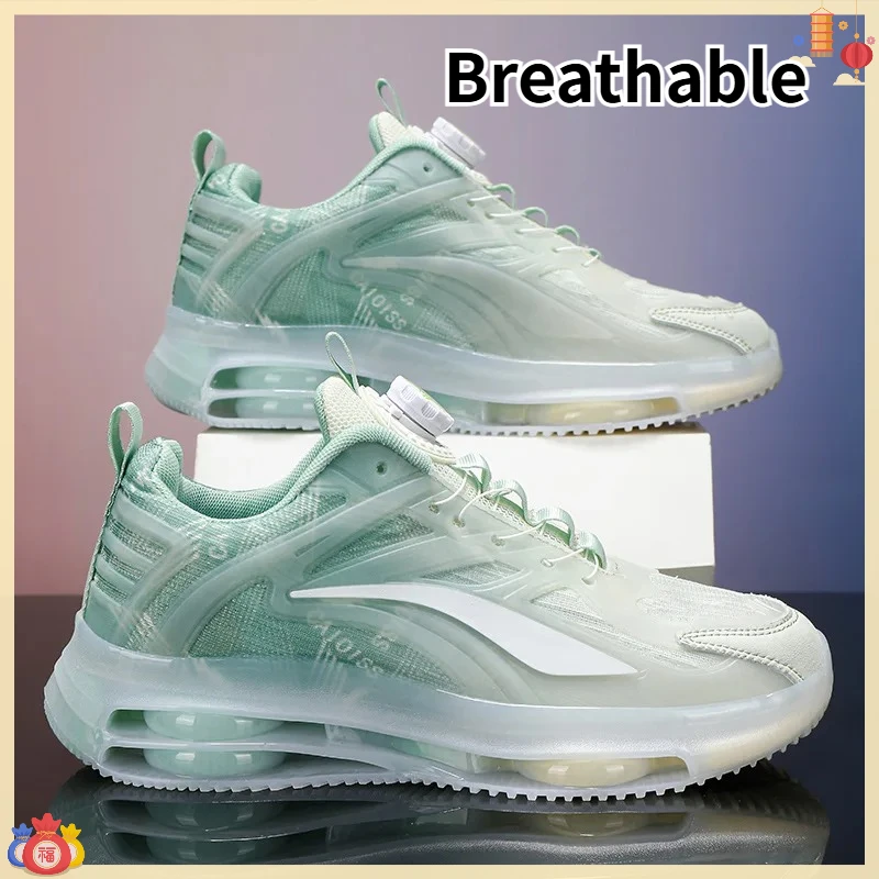 

Four Seasons Men Breathable Running Sneakers No Slip Rotating Button Men Casual Shoe Lightweight Comfort Tenis Masculino for Men