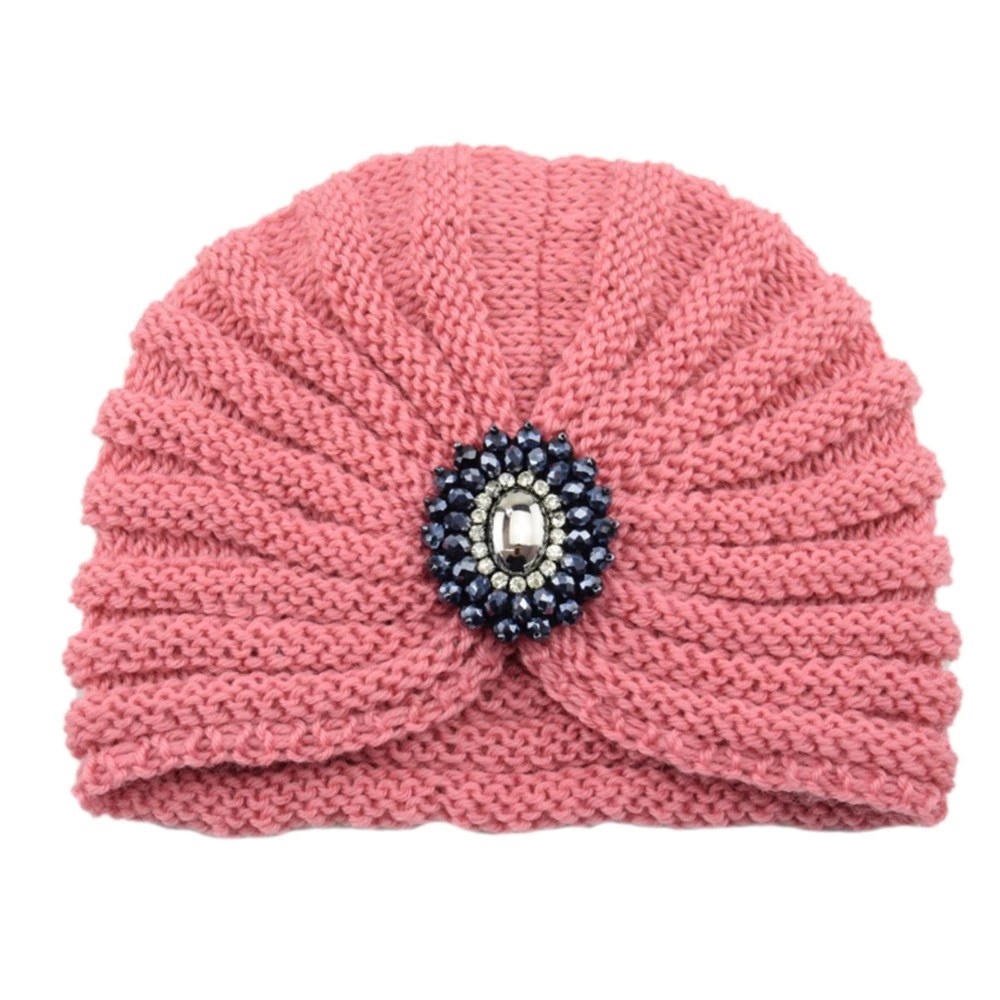 Women Bohemian Style Warm Winter Autumn Knitted Cap Fashion Boho Soft Hair Accessories Turban Solid Color Female Muslim Hat