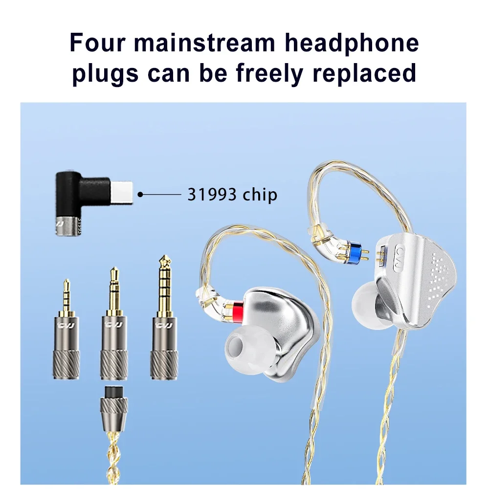 CVJ Bidong 1DD+6BA HIFI Wired in-Ear IEMs Earphones Valentine's Day Edition 2.5/3.5/4.4mm/Type-c 4in1 plug Monitor Headphone
