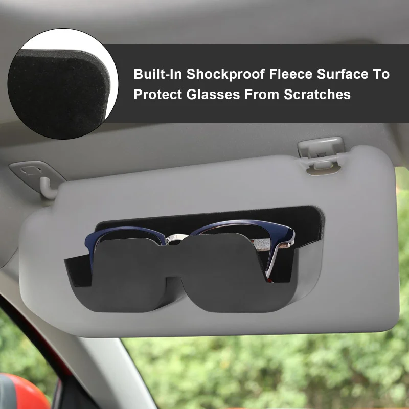 Car Sunglasses Holder Plastic Multi-Function Fashion Sunglasses Storage Box Felt Self-Adhesive Glasses Storage Rack Car Interior
