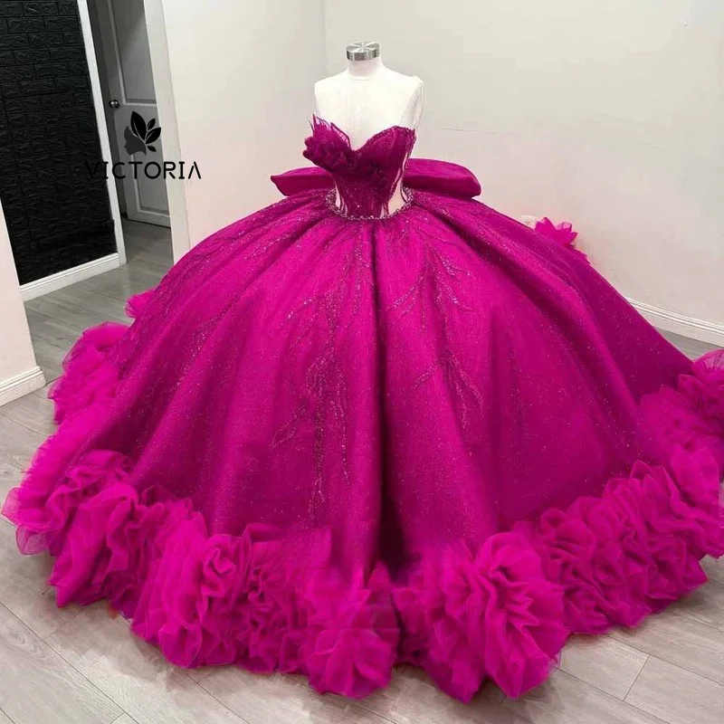 

Classic Dress for 15 Anos with Appliques Sleeveless Bow Ruched Tulle Robe Quinceanera Rouge Customized
