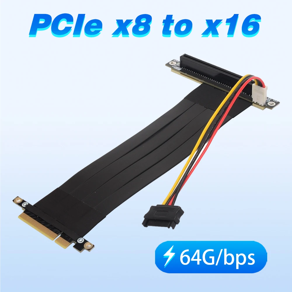 

PCI Express X8 Male к PCI-E X16 Female Mining Riser Card RTX3060 PCIe Pci e 8X 16X Удлинительный кабель для 3060 RTX Ethernet Miner