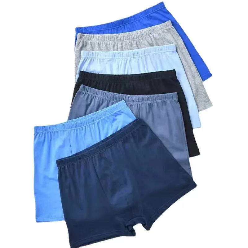 Calzoncillos de talla grande para hombre, ropa interior holgada de tiro alto, 100 algodón, lote de 5 unidades