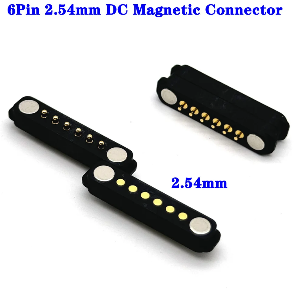 

1Pair 6Pin Magnetic Pogo Pin Connector 6 Pogopin Male Female 2.54 MM Spring Loaded DC Magnet Connector Power Socket