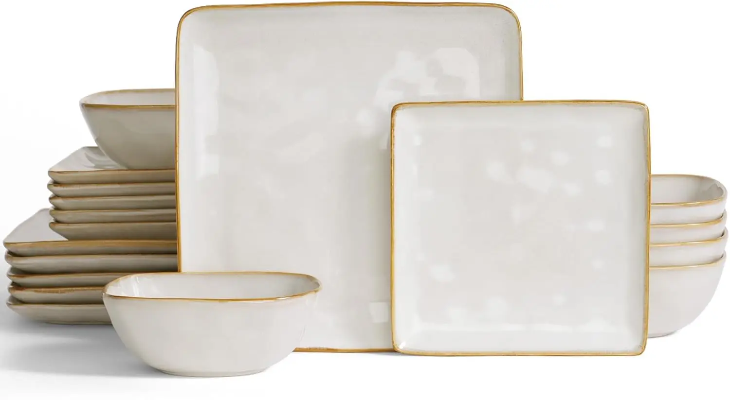 

Ocean Square Plates and Bowls Set, 18 Pieces Dinnerware Sets, Dishes Set for 6, Microwave and Dishwasher Safe, Scratch Resistant