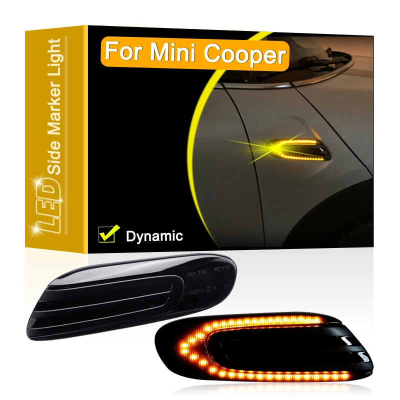 Smoked Lens Waterproof LED Side Fender Marker Lamp Flowing Turn Signal Light For Mini Cooper F55 F56 F57 2014 2015 2016 2017