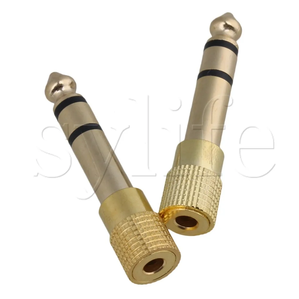 10pcs Stereo Headphone Audio Adapter Plug 3.5mm Jack to 6.5mm Gold Plated