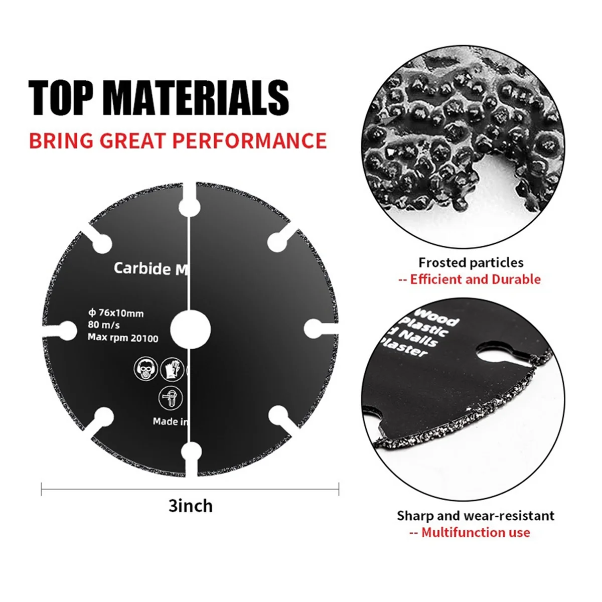 アングルグラインダーディスク,樹脂,丸鋸刃,鋼研磨,3インチ,76mm, 3個
