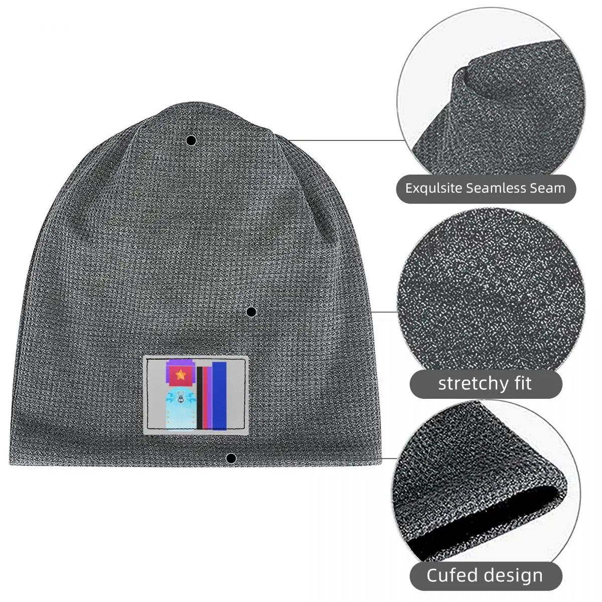 Glamrock Bonnie Fazbear Entertainment Waffle Knit Fleece Lined Beanie with PU Leather Patch Unisex Warm Winter Soft Cap