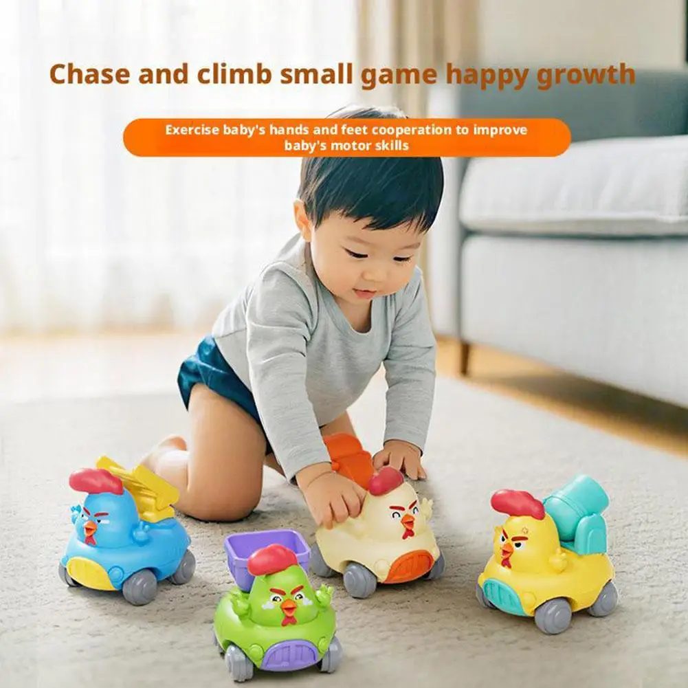 Trek auto traagheidsvoertuig terug, schattig cartoon bouwtechniek vrachtwagen speelgoed, mini wrijving power model auto voor kinderen cadeau