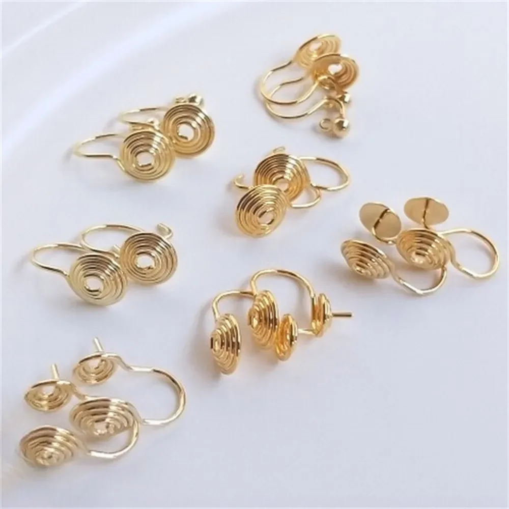 14K18K Gold Painless Mosquito-repellent Coil Ear Clip Diy Earring Materials Hand-made Ear Accessories Without Ear Holes E041