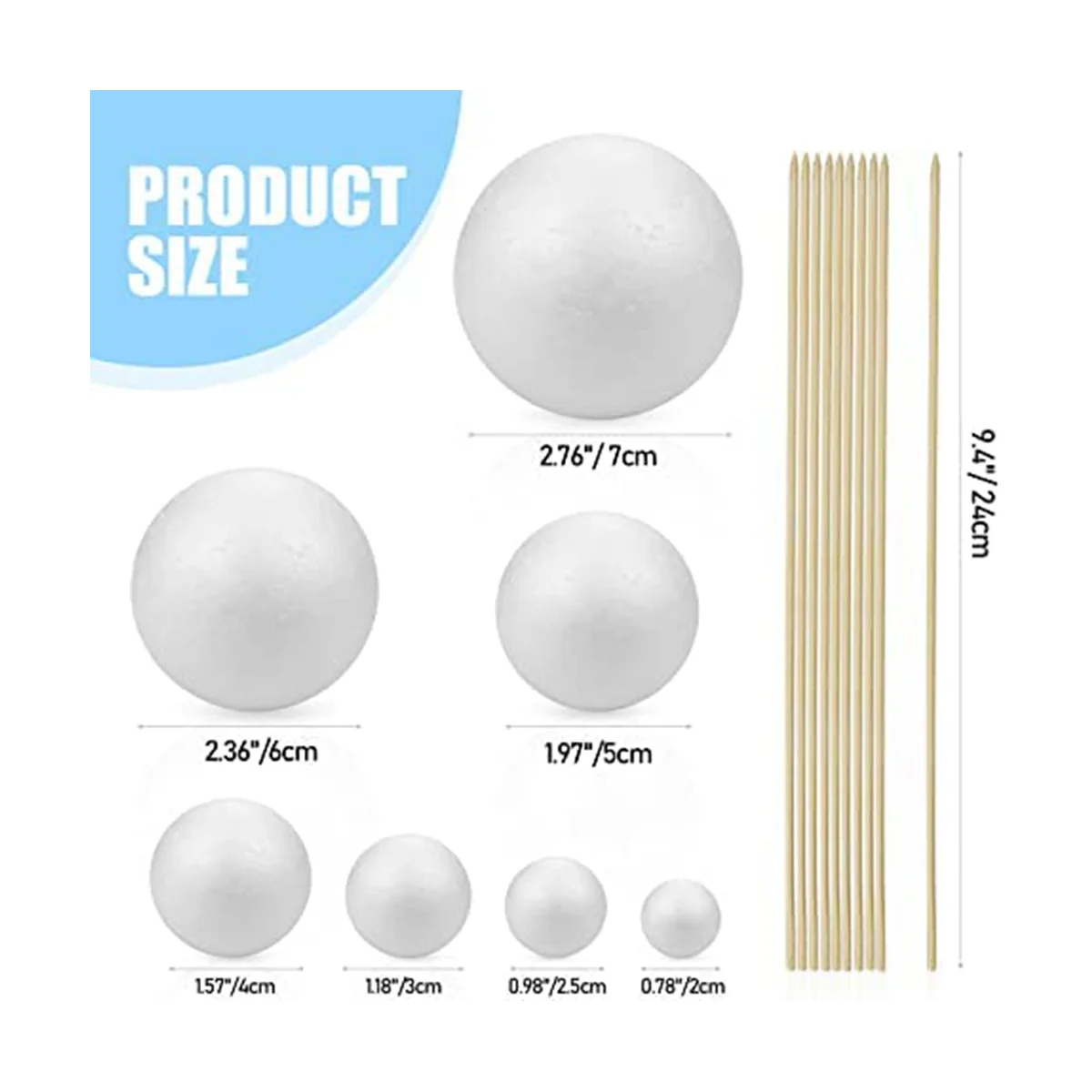 Solar System Project Kit, PlanetModel Crafts 14 Mixed Sized Polystyrene Spheres Balls for School Science Projects