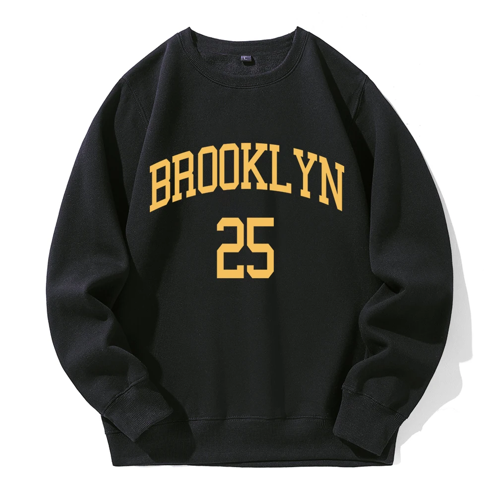 

Brooklyn 25 City Yellow Letter Men Hoodies Loose Basic Daily Hoody Fashion Street Sweatshirt Sports Fleece Breathable Pullovers