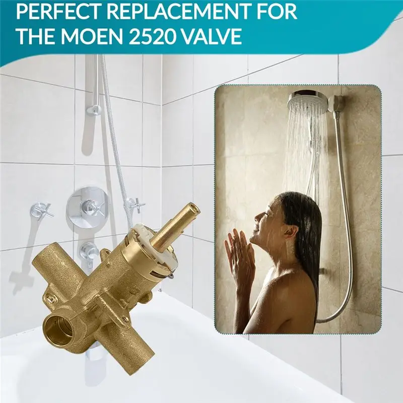 【A08I】Replacement 2520-1/2-Inch CC Connection Brass Pressure Balancing Shower Valve 2520 For Moen