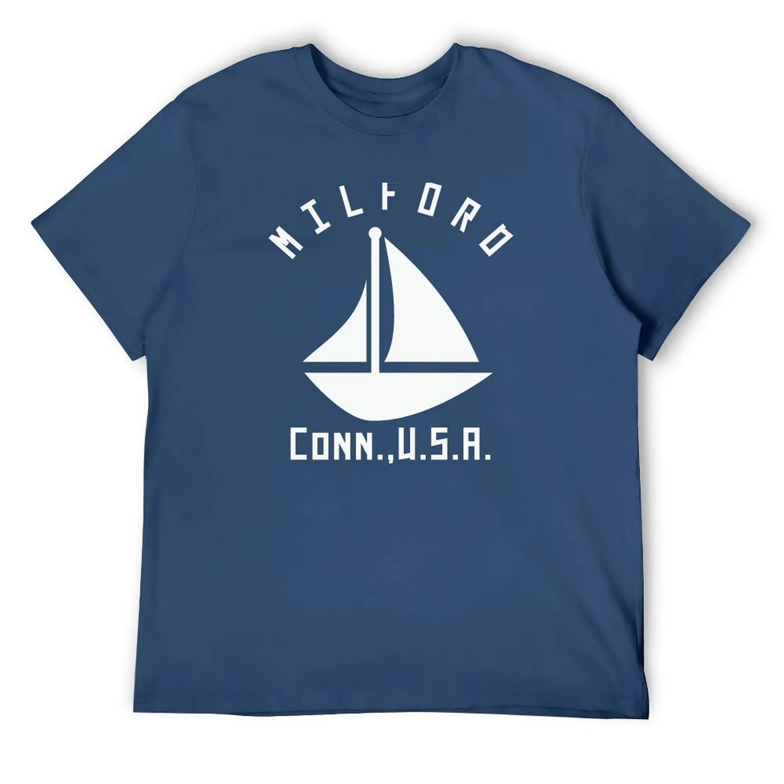 Milford Connecticut Sailing / Boating - White Text - Abstract / Minimalist T-Shirt cute tops street wear shirts graphic tee men