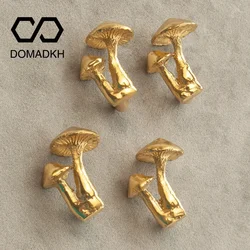 Mushroom Brass Cabinet Door Knobs Golden Botanical Drawer Pulls Nightstand Knobs Home Decor Dresser Pulls Furniture Handles