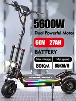 New  EU Warehouse Dropshipping Pro Model Dual Motor 85Km/h 100KM Range Road Electrical Scooter 60v38ah Battery 5600W Motor Power