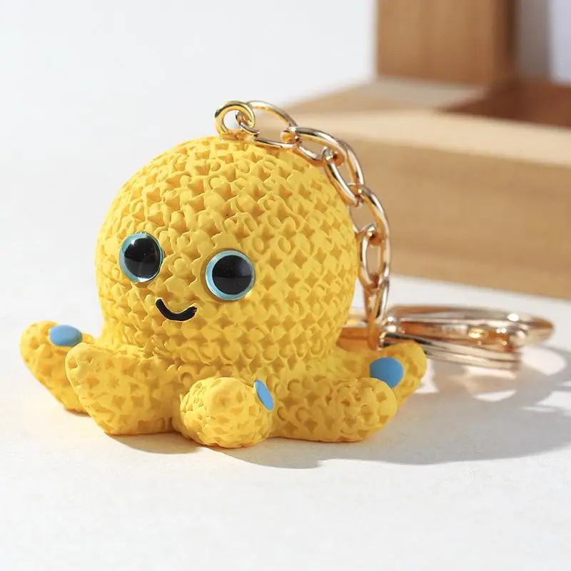 3D Novelty Octopus Key Chains Wallet Charm Keyring Resin Sea Animal Key Holder Stylish Bag Key Rings Decor For Girls Boys Adults