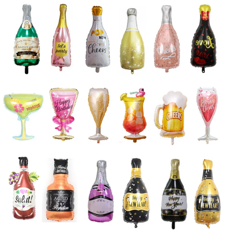 Whisky Bottle/Champagne Cup Big Size Helium Foil adult Balloon Birthday Wedding Party Decoration theme scene creative decoration