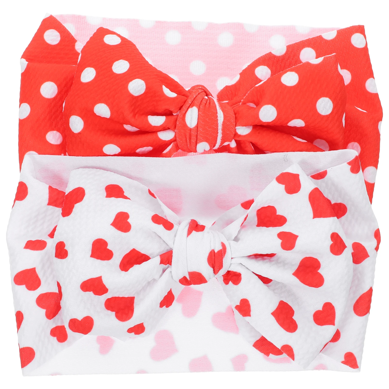 

2Pcs Children Hair Accessories Wide Headbands Baby Girl Bow Newborn Toddler Headdress Dot Heart Print Hair Decor Holiday