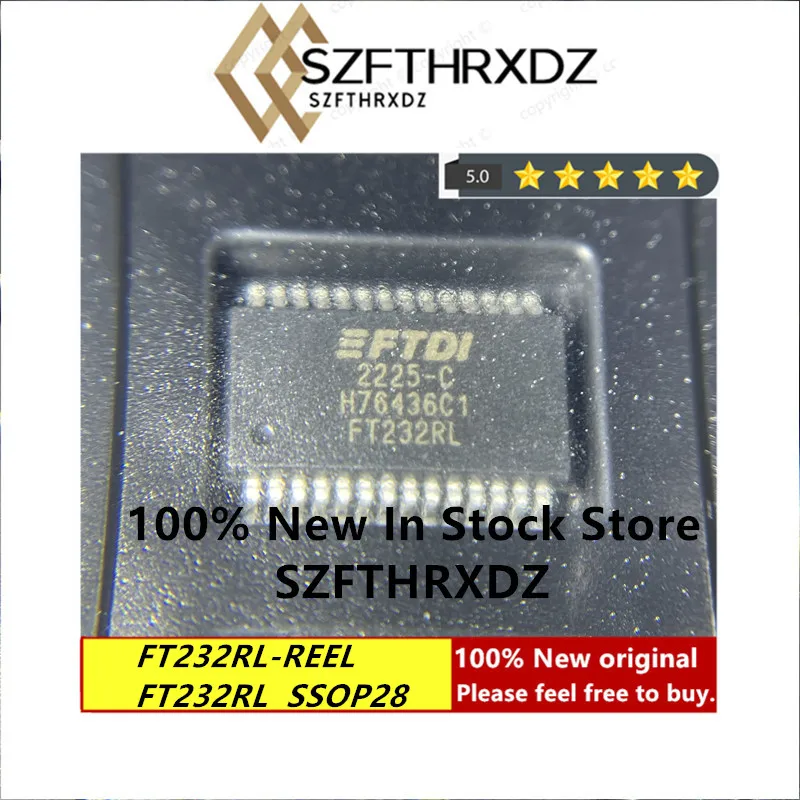 100% NEW ORIGINAL FT232RL-REEL SSOP-28 FT232RL SSOP28 Single chip USB to asynchronous serial data transfer interface