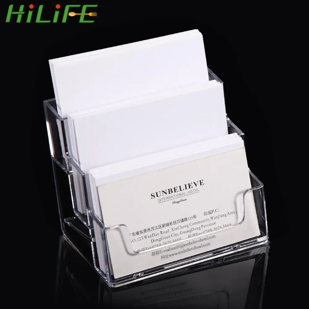 HILIFE 1Pcs Plastic Exclusive For the Exhibition Desktop Business Card Holder Desk Shelf Box Storage Transparent