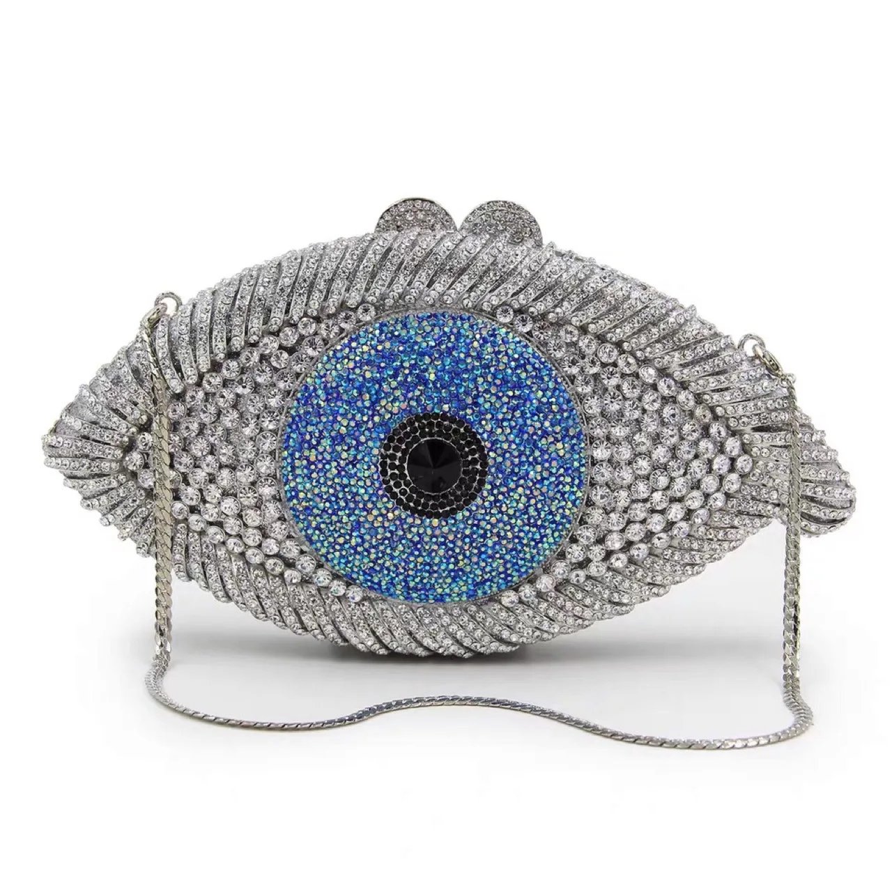 Blue Luxury Party Bags Women Rhinestone Evening Clutch Bag Vintage Crystal Handbags Metal Chain Purse Bag Designer Shiny Bags