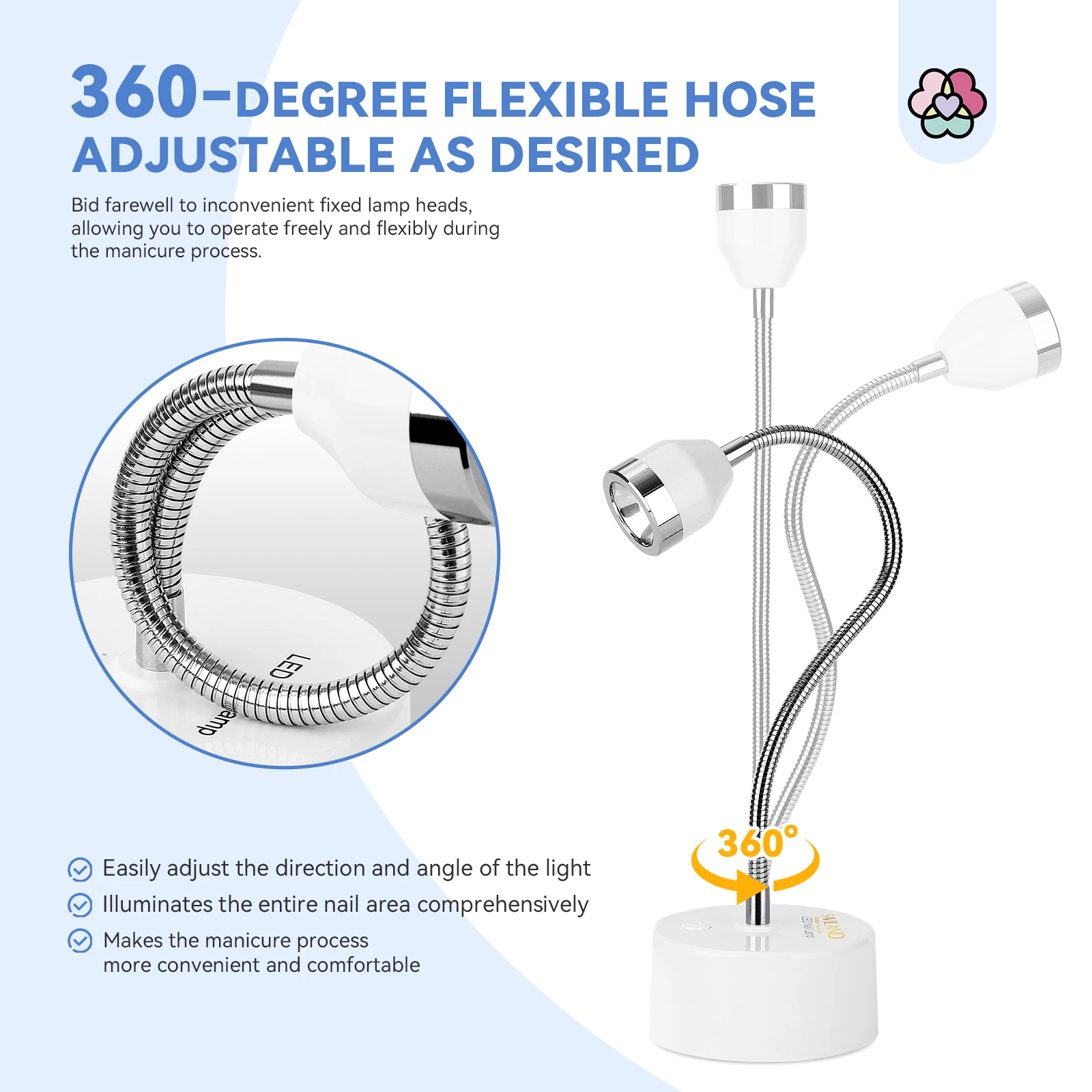 SAVILAND مصباح أظافر لاسلكي صغير يعمل باللمس، مصباح أظافر LED قابل لإعادة الشحن بالأشعة فوق البنفسجية 360 درجة °   دوران لطلاء الأظافر الجل سريع الجفاف