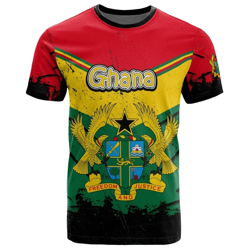 Ghana Flag Map 3D Printed T Shirt For Men Clothes Casual Kids T-Shirt GHA National Emblem Tshirt Sport Male Jersey Africa Tops