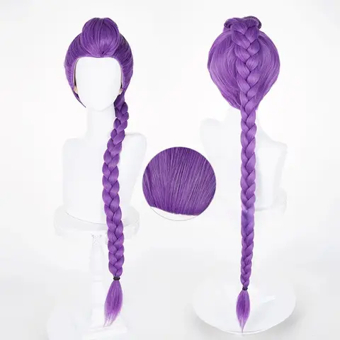 Long Purple Braided Wigs for Women/Kids Long Ponytail Braided Costume Wigs for Cosplay Wig for Halloween Party Costume Anime